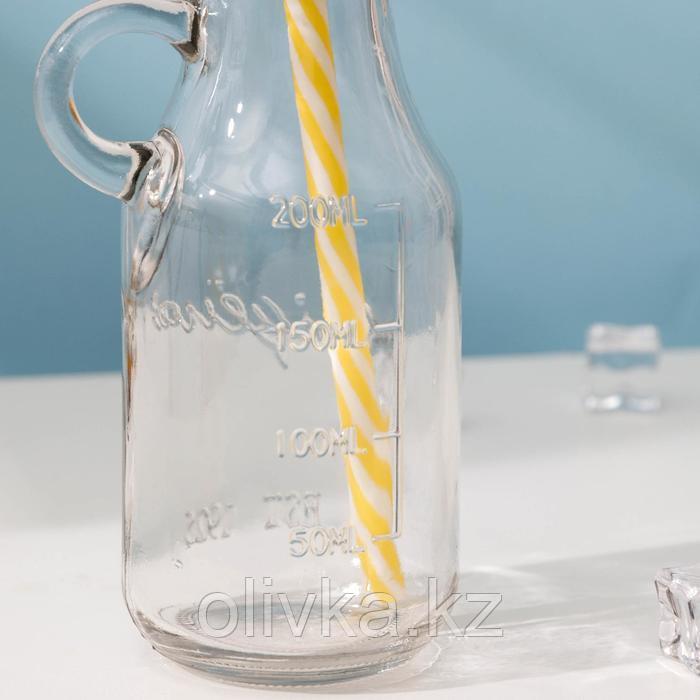 Бутыль стеклянная с крышкой и трубочкой, 200 мл, 7,5×6×14,5 см, цвет МИКС - фото 3 - id-p113244115