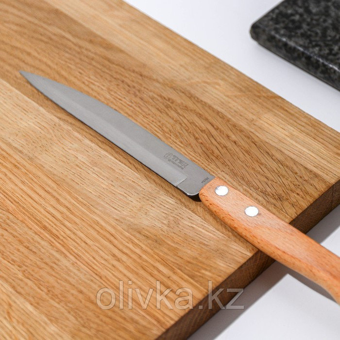 Нож кухонный для овощей «Ретро», лезвие 12,5 см, с деревянной ручкой, цвет бежевый - фото 2 - id-p113245054