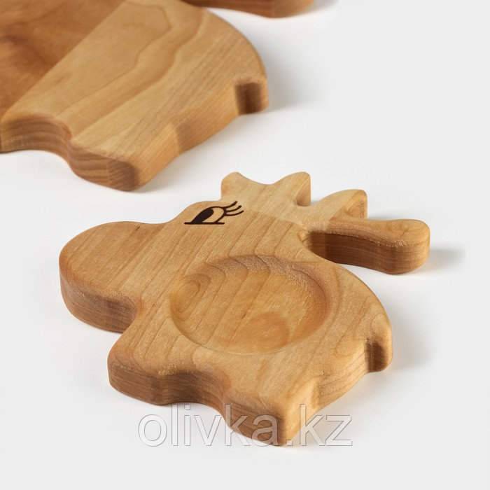 Набор деревянной посуды Adelica «Лосята», подставка под горячее 18×18×1,8 см, менажница 13,5×13,5×1,8 см, в - фото 7 - id-p113276809