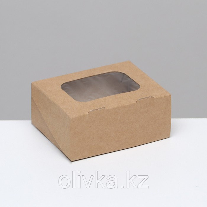 Коробка складная, с окном, крафтовая, 9 х 7 х 4 см - фото 1 - id-p113263556