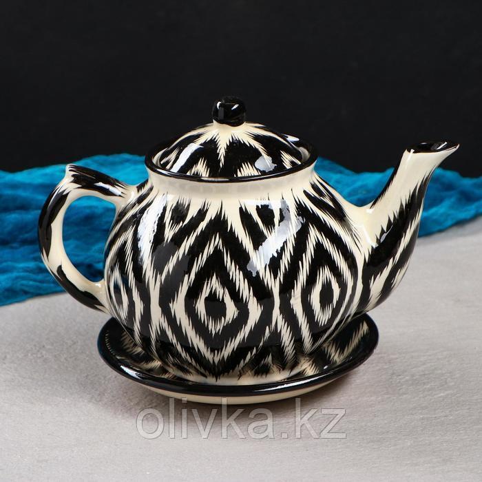 Набор чайный Риштанская керамика "Атлас", 9 предметов (чайник-0,8л,пиалы- 0,3) - фото 4 - id-p113257629
