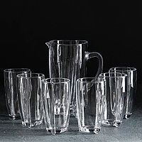 Набор для напитков из стекла «Королевство», 7 предметов: кувшин 1,3 л, 6 стаканов 400 мл, цвет прозрачный