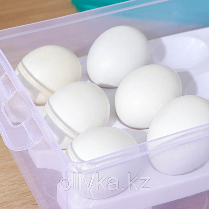 Контейнер для хранения яиц, 24 ячейки, двухуровневый, цвет МИКС - фото 3 - id-p113245062