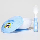 Набор детской посуды «Сладкий малыш», 3 предмета: тарелка на присоске, крышка, ложка, цвет голубой, фото 9