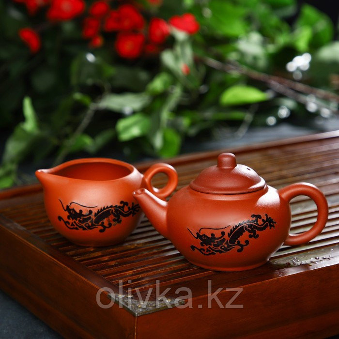 Набор для чайной церемонии керамический «Дракон», 10 предметов: 8 пиал 35 мл, чайник 200 мл, чахай 150 мл, - фото 2 - id-p113251510