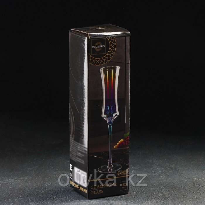 Бокал стеклянный для шампанского «Кира», 180 мл, 7×25,5 см, цвет перламутровый - фото 3 - id-p113256900
