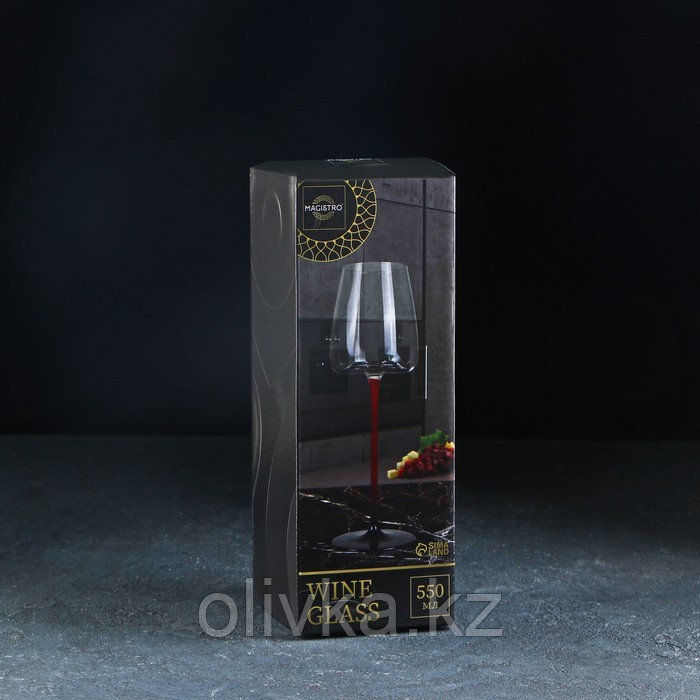 Бокал стеклянный для вина Magistro «Амьен», 550 мл, 10×27,5 см, цвет красный - фото 5 - id-p113268606