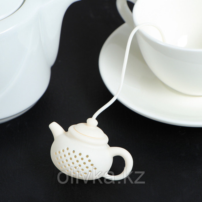 Ситечко для чая Доляна «Чайник», 5,5 см, цвет белый - фото 1 - id-p113254103