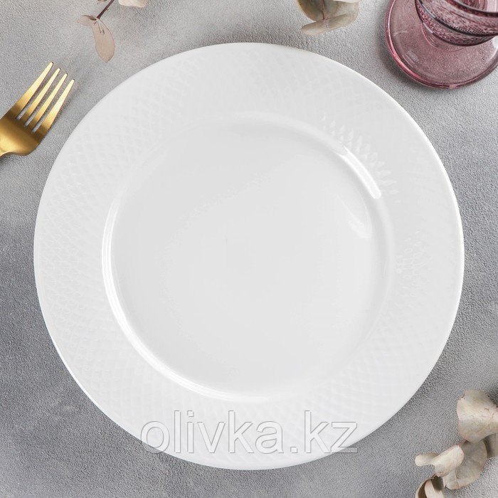 Тарелка фарфоровая обеденная Wilmax «Юлия Высоцкая», d=25,5 см, цвет белый - фото 1 - id-p113252392