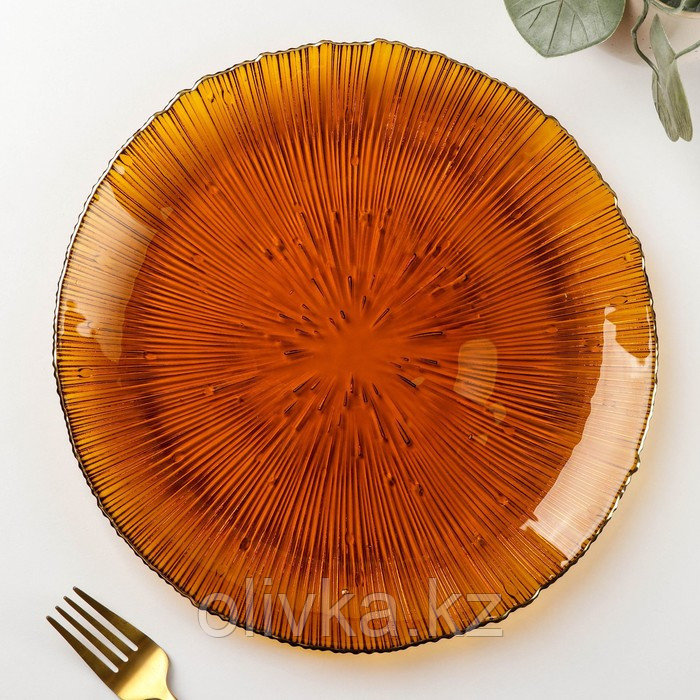 Тарелка стеклянная подстановочная «Фейерверк», d=27 см, цвет янтарный - фото 1 - id-p113263583