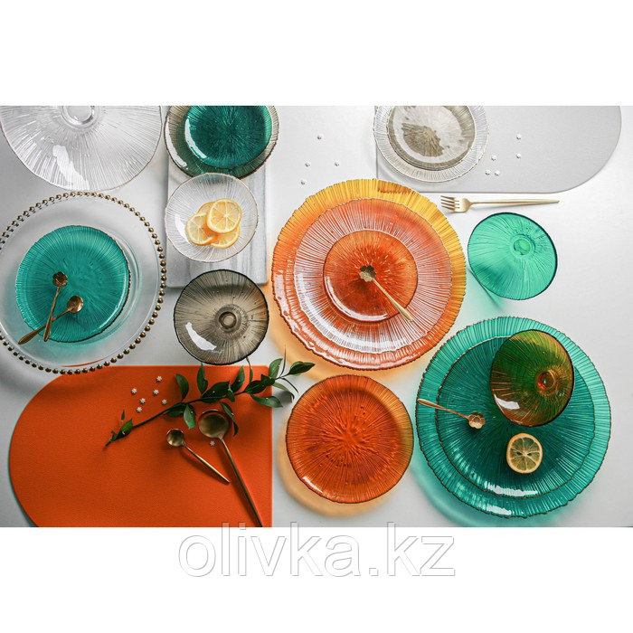 Тарелка стеклянная подстановочная «Фейерверк», d=27 см, цвет янтарный - фото 4 - id-p113263583