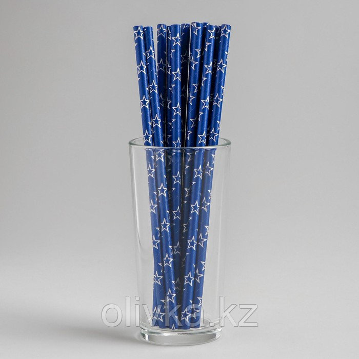 Трубочки для коктейля «Звёзды», набор 12 шт., цвет синий - фото 1 - id-p113256923