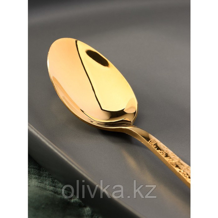 Ложка чайная из нержавеющей стали Magistro «Лин GOLD», длина 16 см, на подвесе, цвет золотой - фото 2 - id-p113266173