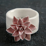 Кольцо керамическое для салфеток «Цветок», 5,5×4,5×6,5 см, цвет розовый, фото 2