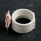 Кольцо керамическое для салфеток «Цветок», 5,5×4,5×6,5 см, цвет розовый, фото 3