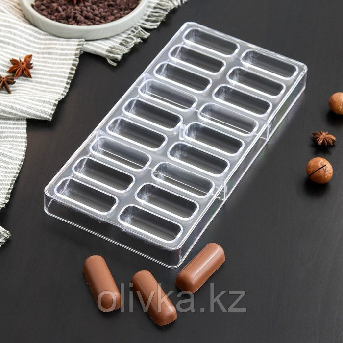 Форма для шоколада и конфет KONFINETTA «Батончик», 28×14 см, 18 ячеек, цвет прозрачный - фото 1 - id-p113254124