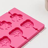 Форма силиконовая для леденцов Доляна «Мишка», 25×10,5×1 см, 12 ячеек (3×3,3 см), с палочками, цвет МИКС, фото 2