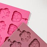 Форма силиконовая для леденцов Доляна «Мишка», 25×10,5×1 см, 12 ячеек (3×3,3 см), с палочками, цвет МИКС, фото 4