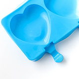 Форма силиконовая для мороженого «Сердца», 37×15×2,5 см, 4 ячейки (9,2×8,4 см), цвет МИКС, фото 6