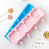Форма силиконовая для мороженого «Сердца», 37×15×2,5 см, 4 ячейки (9,2×8,4 см), цвет МИКС, фото 8