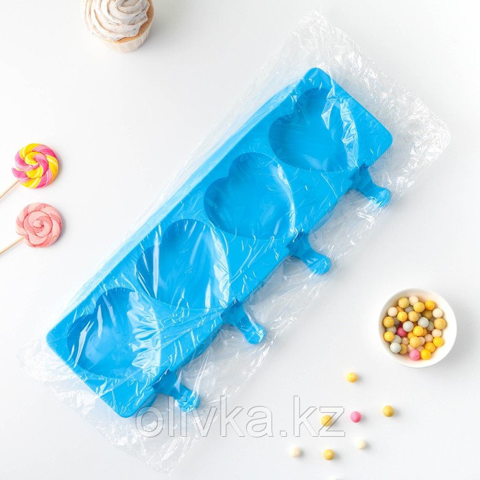 Форма силиконовая для мороженого «Сердца», 37×15×2,5 см, 4 ячейки (9,2×8,4 см), цвет МИКС - фото 9 - id-p113255044