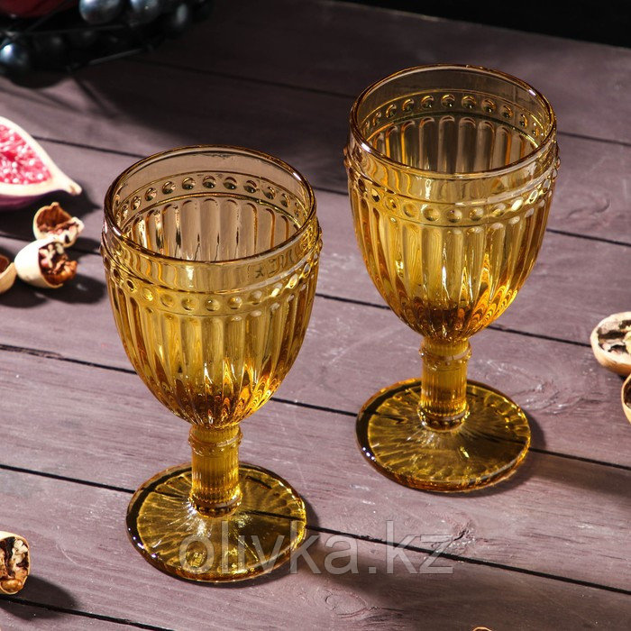 Набор бокалов стеклянных Magistro «Босфор», 250 мл, 8,5×8,5×16,5, 2 шт, цвет жёлтый - фото 2 - id-p113265330