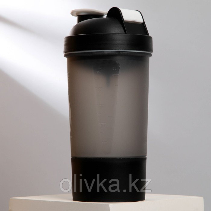 Шейкер спортивный «Спорт? А может не надо?», чёрный, с чашей под протеин, 500 мл - фото 6 - id-p113265339