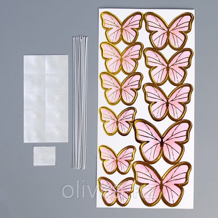 Набор для украшения торта «Бабочки» 10 шт., цвет розовый - фото 6 - id-p113263597