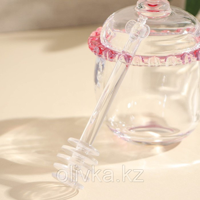 Баночка стеклянная для мёда и варенья c ложкой «Розе», 240 мл, 9,5×12 см - фото 4 - id-p113275255