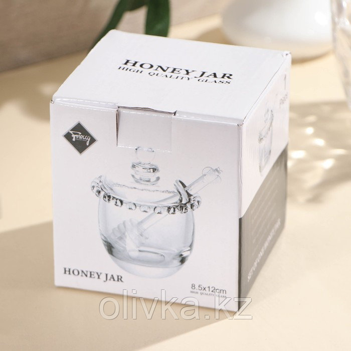 Баночка стеклянная для мёда и варенья c ложкой «Розе», 240 мл, 9,5×12 см - фото 8 - id-p113275255