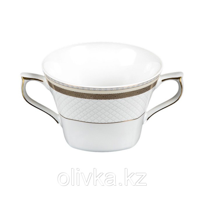 Чашка для бульона, 300 мл, Lwów, декор «Золотой кант, сетка платина» - фото 1 - id-p113266197
