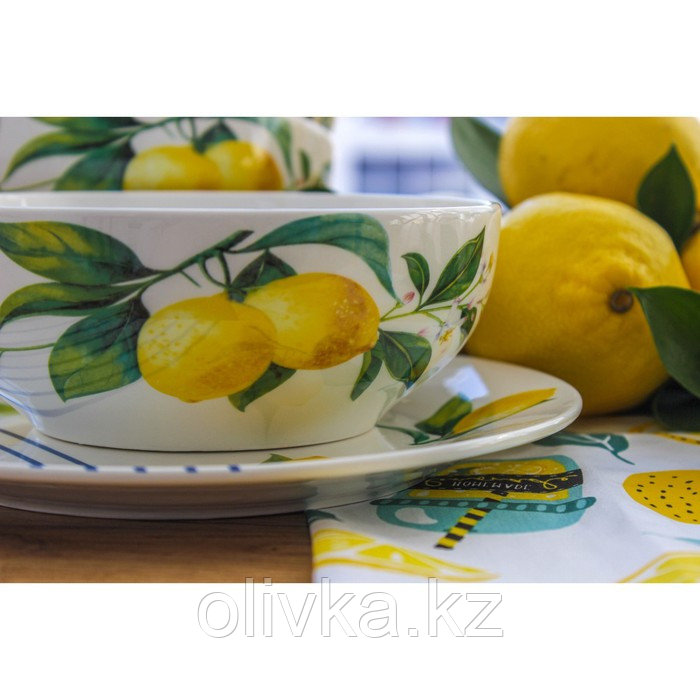 Салатник керамический Доляна «Лимон», 600 мл, d=15,5 см, цвет белый - фото 9 - id-p113265347
