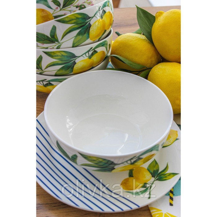 Салатник керамический Доляна «Лимон», 600 мл, d=15,5 см, цвет белый - фото 10 - id-p113265347