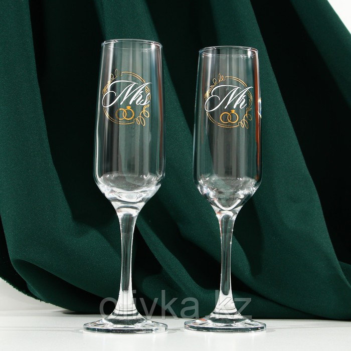 Набор бокалов для шампанского «Мистер и Мисс», 2 штуки, 200 мл., тип нанесения рисунка: деколь - фото 2 - id-p113265359