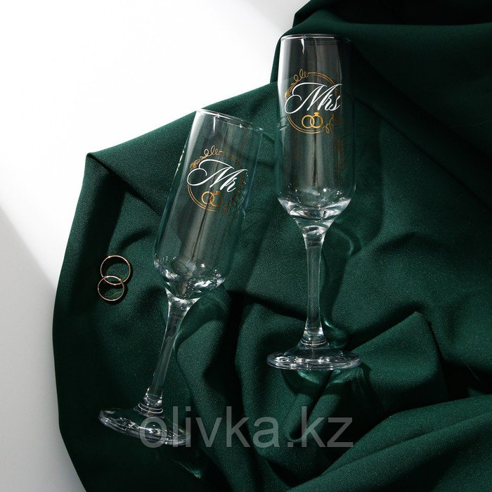 Набор бокалов для шампанского «Мистер и Мисс», 2 штуки, 200 мл., тип нанесения рисунка: деколь - фото 3 - id-p113265359
