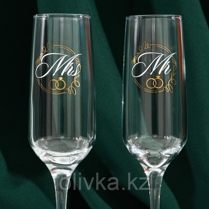 Набор бокалов для шампанского «Мистер и Мисс», 2 штуки, 200 мл., тип нанесения рисунка: деколь - фото 4 - id-p113265359
