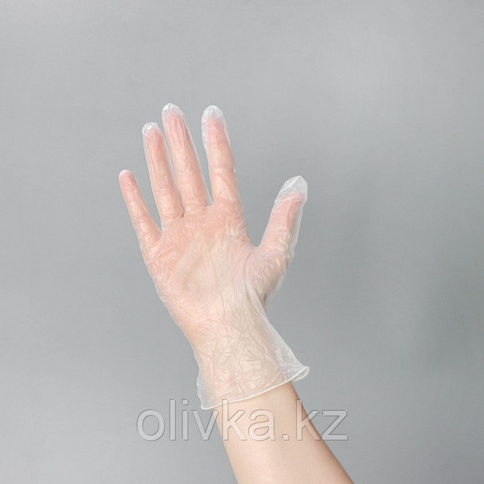 Перчатки виниловые, смотровые, нестерильные, размер M, 100 шт/уп (50 пар), цвет прозрачный - фото 2 - id-p113274426