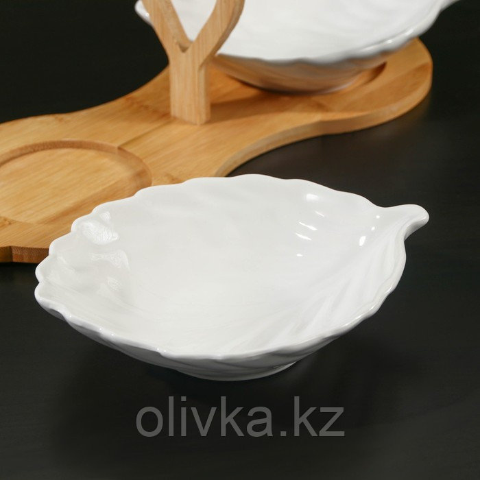 Набор салатников керамических на деревянной подставке BellaTenero, 3 предмета: 2 салатника 300 мл, - фото 2 - id-p113275271