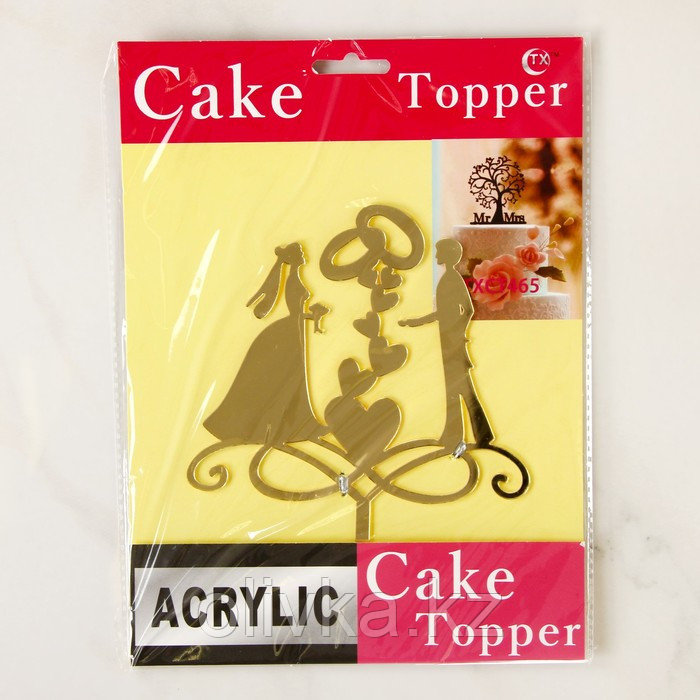 Топпер для торта «Обручальные кольца», 13×18 см, цвет золото - фото 6 - id-p113250636