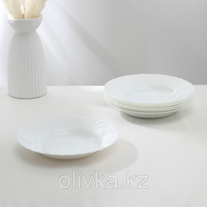 Набор суповых тарелок Luminarc TRIANON, 650 мл, d=22 см, стеклокерамика, 6 шт, цвет белый - фото 1 - id-p113273483