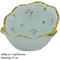 Набор салатников Lenardi «Бабочки», 2 предмета, d=14 см, цвет ментол