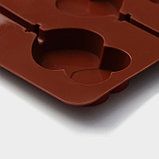 Форма силиконовая для леденцов Доляна «Влюблённость», 9,5×24×1 см, 6 ячеек (4,2×3,3 см), с палочками, цвет, фото 3