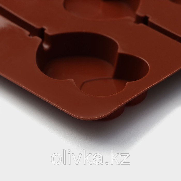 Форма силиконовая для леденцов Доляна «Влюблённость», 9,5×24×1 см, 6 ячеек (4,2×3,3 см), с палочками, цвет - фото 3 - id-p113243174