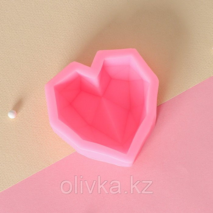 Силиконовый молд Доляна «Сердце», 7,3×7,3×2,3 см, цвет розовый - фото 3 - id-p113254148