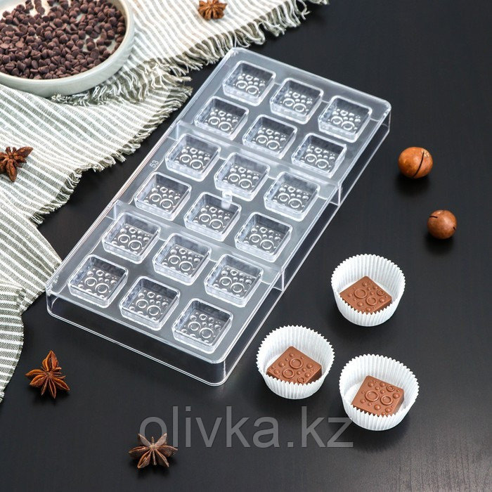 Форма для шоколада и конфет KONFINETTA «Пористый шоколад», 33×16,5×2,5 см, 18 ячеек, ячейка 3×3×1 см - фото 1 - id-p113254150
