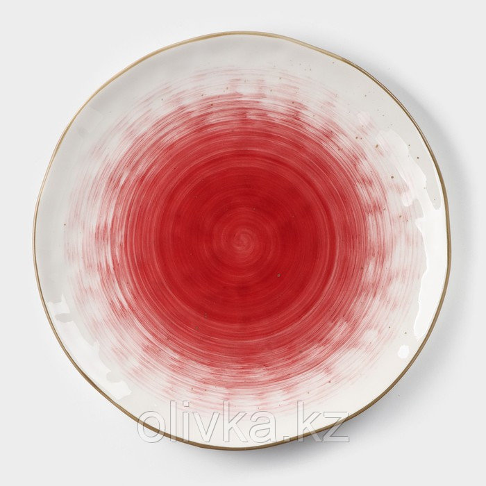 Тарелка фарфоровая Доляна «Космос», d=27,5 см, цвет красный - фото 1 - id-p113252433