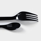 Набор одноразовых столовых приборов Доляна «Премиум», 3 в 1, вилка, ложка, нож, цвет чёрный, фото 3