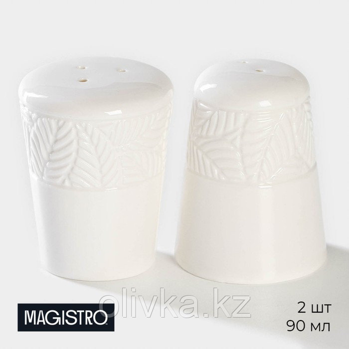Набор для специй фарфоровый Magistro Сrotone, 2 предмета: солонка, перечница, 90 мл, 6×7,5 см, цвет белый - фото 1 - id-p113267774