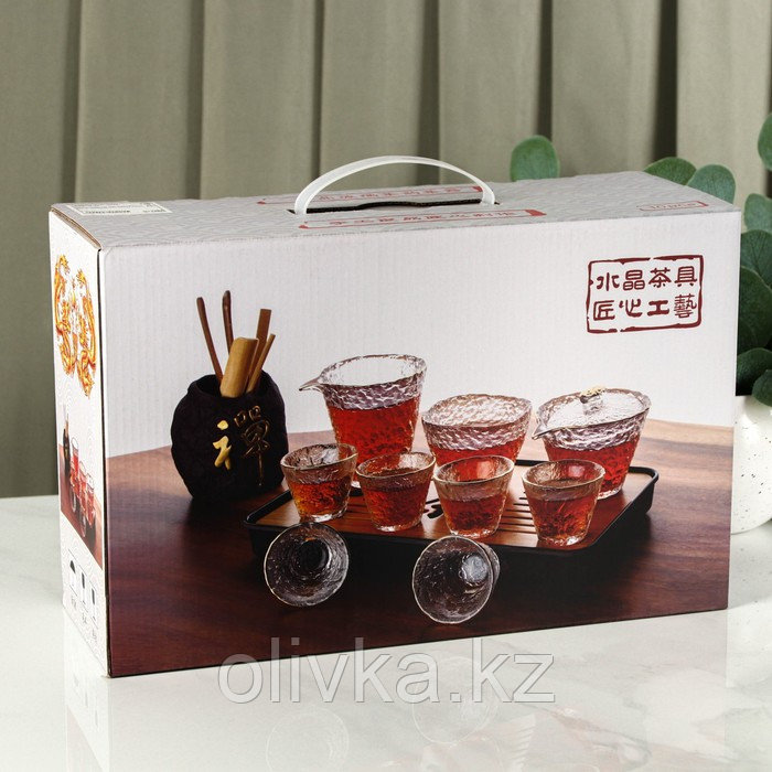 Набор чайный из стекла «Фьюжн», 9 предметов: 6 стаканов 60 мл, чайник 200 мл, чайник заварочный 200 мл, - фото 7 - id-p113275281