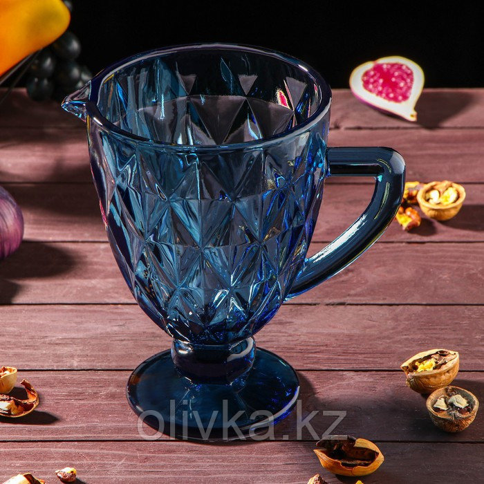 Набор для напитков из стекла «Круиз», 7 предметов: кувшин 1,1 л, 6 бокалов 300 мл, цвет синий - фото 3 - id-p113266214